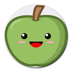 Kawaii Green Apple Round Mousepads