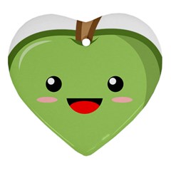 Kawaii Green Apple Ornament (heart) 