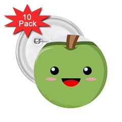 Kawaii Green Apple 2 25  Buttons (10 Pack)  by KawaiiKawaii