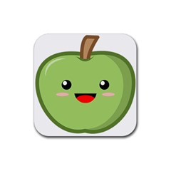 Kawaii Green Apple Rubber Coaster (square) 