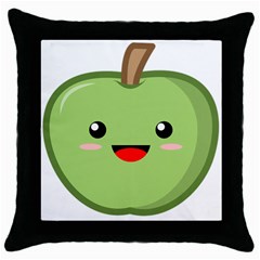 Kawaii Green Apple Throw Pillow Cases (black)