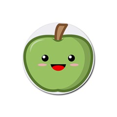 Kawaii Green Apple Rubber Coaster (round) 