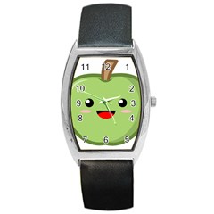 Kawaii Green Apple Barrel Metal Watches