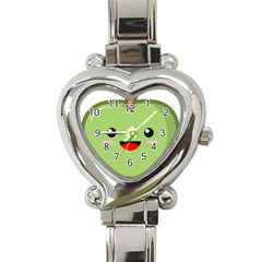 Kawaii Green Apple Heart Italian Charm Watch