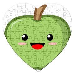 Kawaii Green Apple Jigsaw Puzzle (heart)