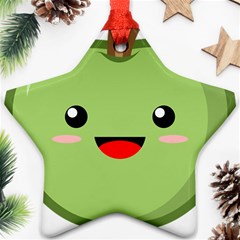 Kawaii Green Apple Star Ornament (two Sides) 