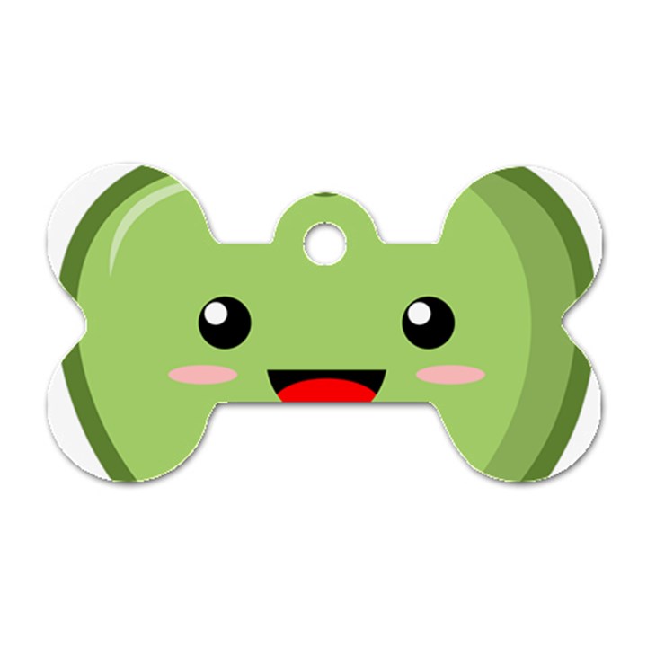 Kawaii Green Apple Dog Tag Bone (One Side)