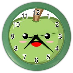 Kawaii Green Apple Color Wall Clocks