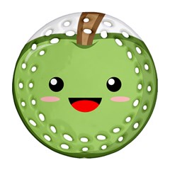 Kawaii Green Apple Ornament (round Filigree) 