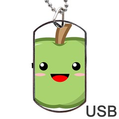 Kawaii Green Apple Dog Tag Usb Flash (two Sides) 