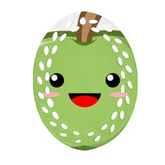 Kawaii Green Apple Oval Filigree Ornament (2-side) 