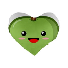 Kawaii Green Apple Standard 16  Premium Heart Shape Cushions by KawaiiKawaii