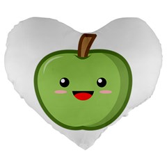 Kawaii Green Apple Large 19  Premium Heart Shape Cushions by KawaiiKawaii