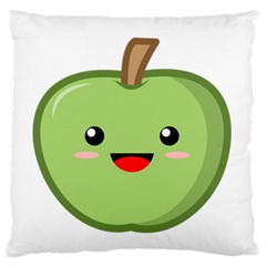 Kawaii Green Apple Large Flano Cushion Cases (two Sides) 