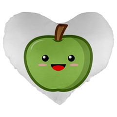 Kawaii Green Apple Large 19  Premium Flano Heart Shape Cushions by KawaiiKawaii