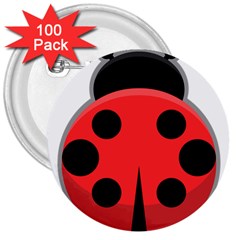 Kawaii Ladybug 3  Buttons (100 Pack) 