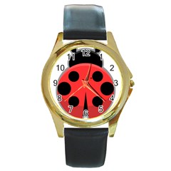 Kawaii Ladybug Round Gold Metal Watches