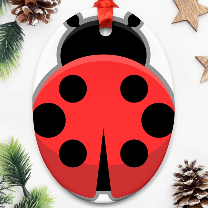 Kawaii Ladybug Oval Ornament (Two Sides)