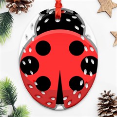 Kawaii Ladybug Oval Filigree Ornament (2-side) 