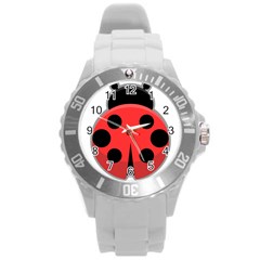 Kawaii Ladybug Round Plastic Sport Watch (l)