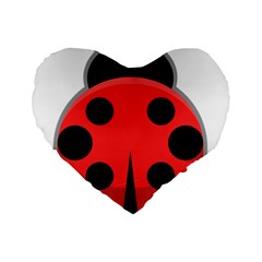 Kawaii Ladybug Standard 16  Premium Flano Heart Shape Cushions