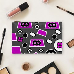 Grey Pink Abstract  Cosmetic Bag (medium) 