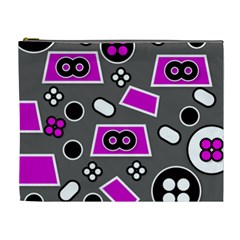 Grey Pink Abstract  Cosmetic Bag (xl)