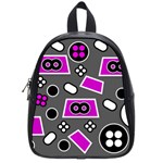 Grey Pink Abstract  School Bags (Small)  Front