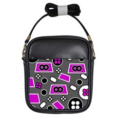 Grey Pink Abstract  Girls Sling Bags