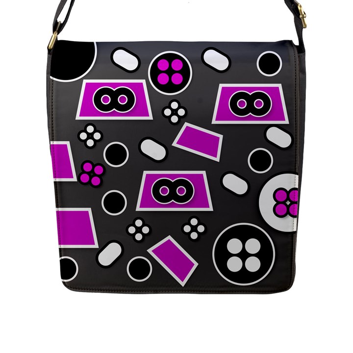 Grey Pink Abstract  Flap Messenger Bag (L) 