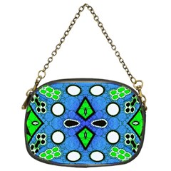 Florescent Blue Green Abstract  Chain Purses (one Side) 