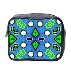 Florescent Blue Green Abstract  Mini Toiletries Bag 2-side