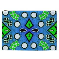 Florescent Blue Green Abstract  Cosmetic Bag (xxl) 