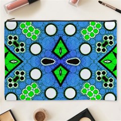 Florescent Blue Green Abstract  Cosmetic Bag (xxxl)  by OCDesignss