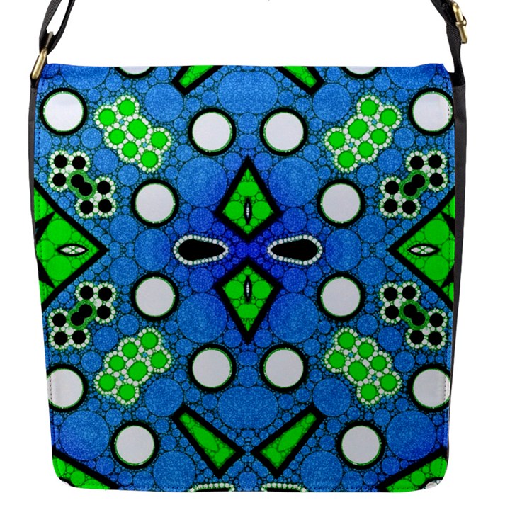 Florescent Blue Green Abstract  Flap Messenger Bag (S)