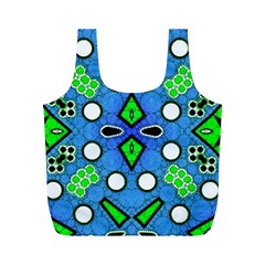 Florescent Blue Green Abstract  Full Print Recycle Bags (m)  by OCDesignss