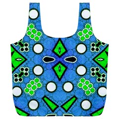 Florescent Blue Green Abstract  Full Print Recycle Bags (l) 