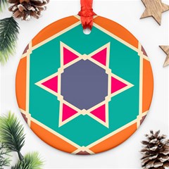 Red Retro Star Ornament (round)