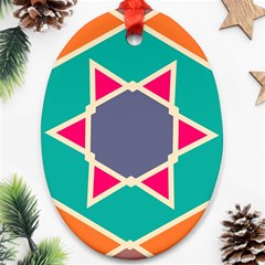 Red Retro Star Ornament (oval) by LalyLauraFLM