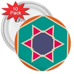 Red Retro Star 3  Button (10 Pack)