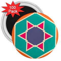 Red Retro Star 3  Magnet (100 Pack)