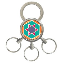 Red Retro Star 3-ring Key Chain by LalyLauraFLM