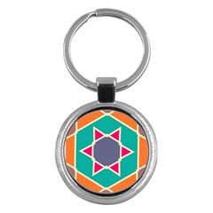 Red Retro Star Key Chain (round) by LalyLauraFLM