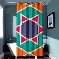 Red Retro Star	shower Curtain 36  X 72 