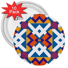 Shapes In Rectangles Pattern 3  Button (10 Pack)