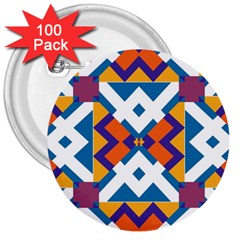 Shapes In Rectangles Pattern 3  Button (100 Pack)