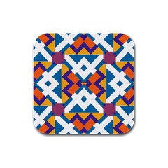 Shapes In Rectangles Pattern Rubber Square Coaster (4 Pack) by LalyLauraFLM