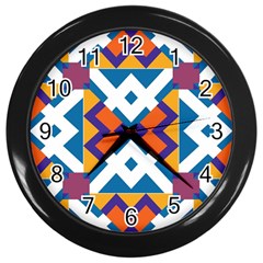 Shapes In Rectangles Pattern Wall Clock (black)