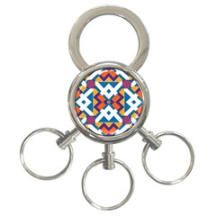 Shapes In Rectangles Pattern 3-ring Key Chain