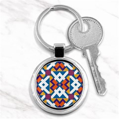 Shapes In Rectangles Pattern Key Chain (round)